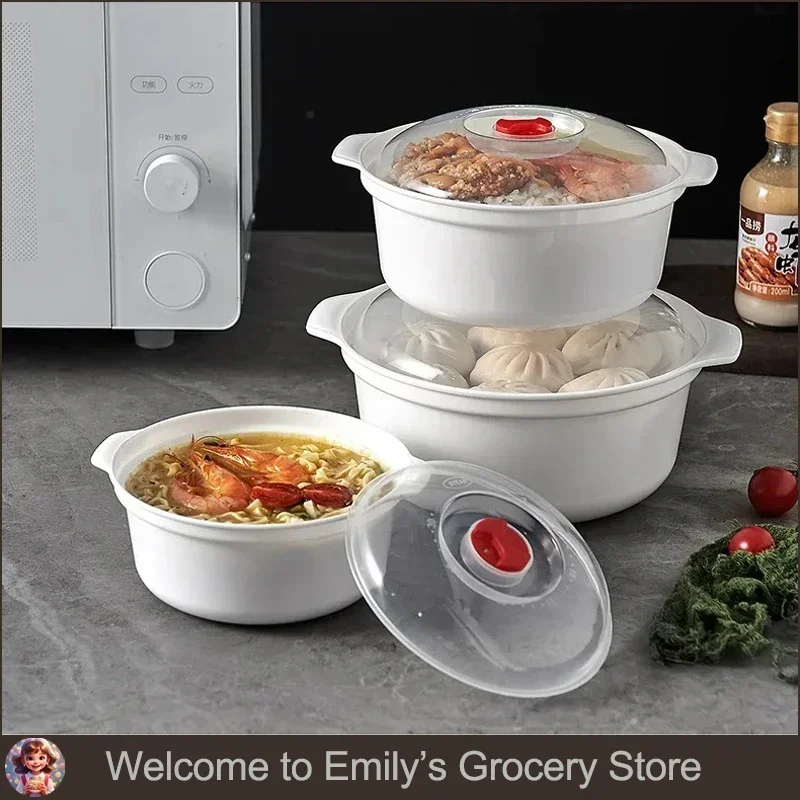 Microwave Oven Special Box Household Plastic Heating Fresh Keepeing Box with Lid Steamed Kitchen Instant Noodles Ramen Bowl