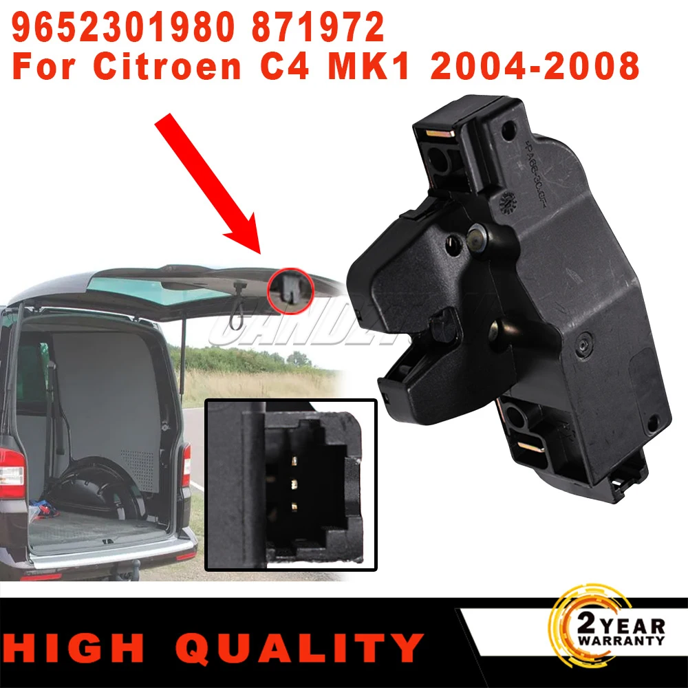 

Новый замок задней двери в сборе, защелка багажника, черная 9652301980 871972, для Citroen C4 MK1 2004-2008, замена защелки, автомобильные аксессуары