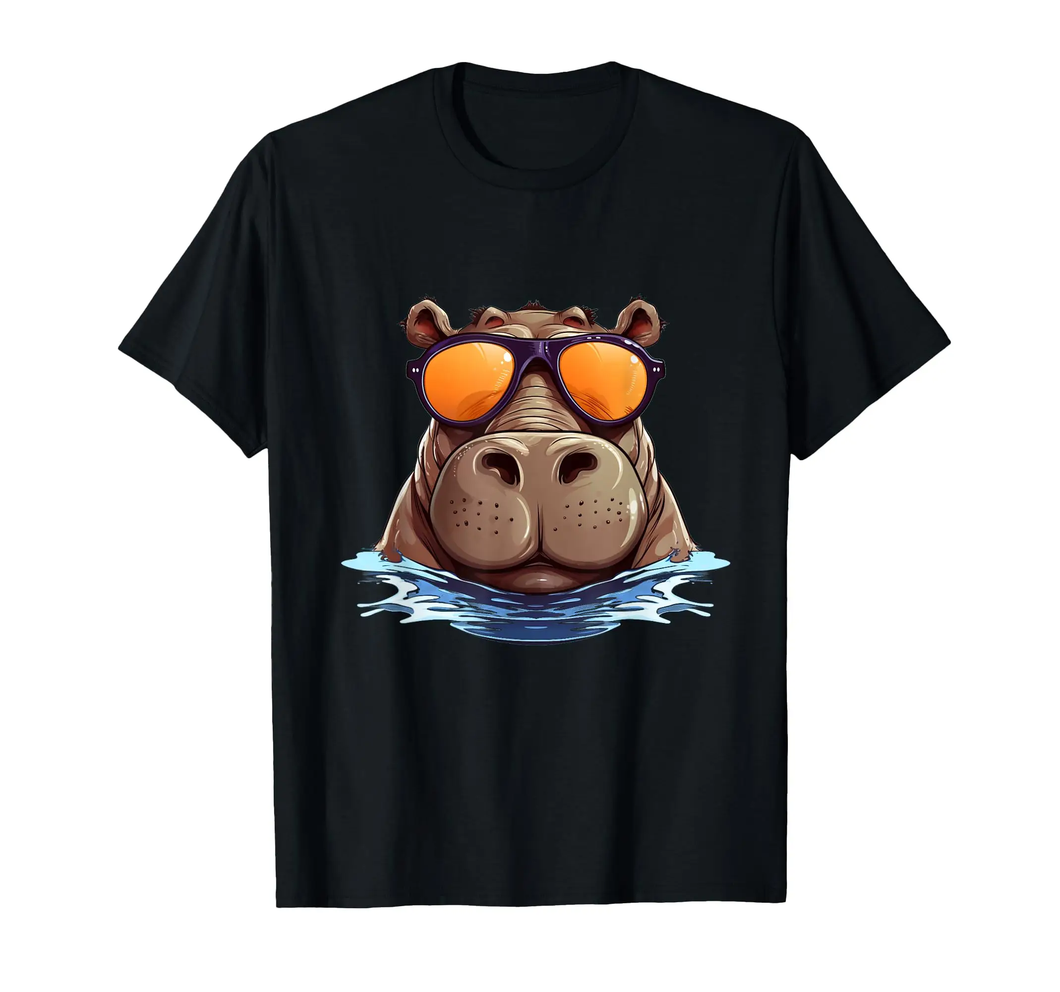 

Cool Hippo with Sunglasses for funny Animals Costume Classic Logo T Shirt and Stickers, Unisex Adult T Shirt Collection