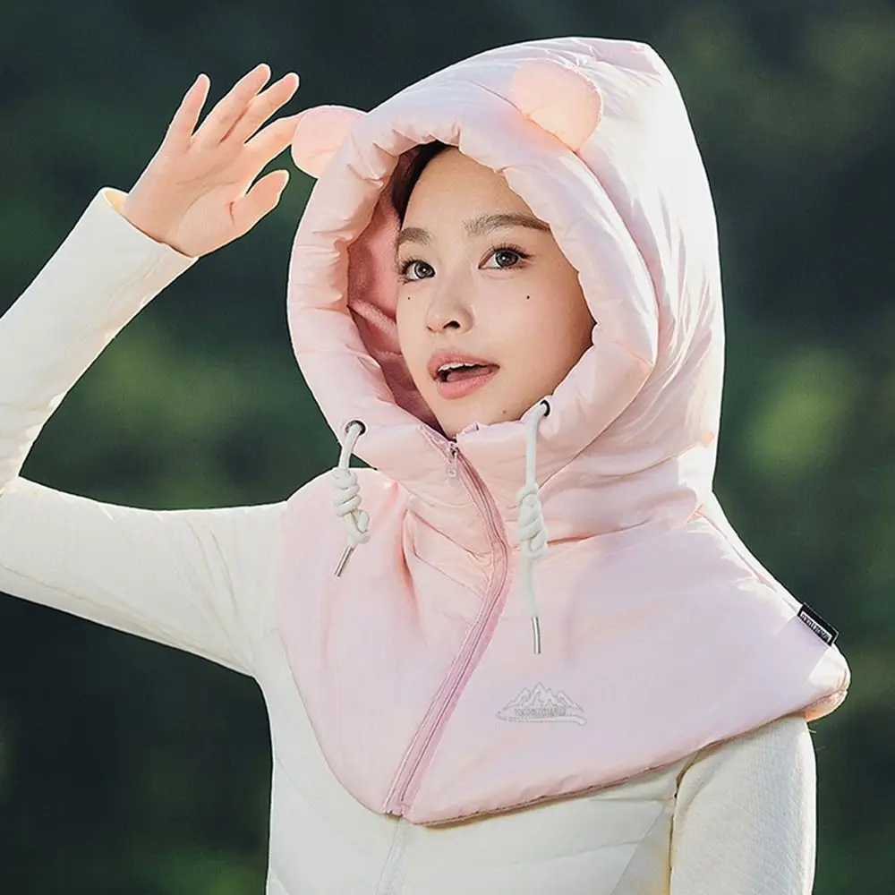 

Warm Winter Down Hooded Hats Ultralight Zippper Coat Short Tank Top Removable Neck Cover Cold-proof Scarf Balaclava Hat Women's