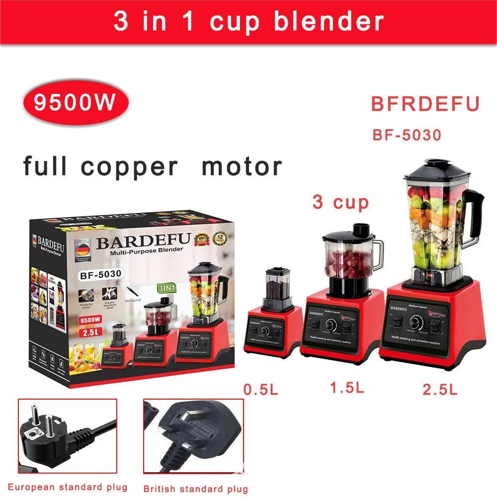 Kitchen 9500W 2.5L Countertop Professional Table Commercial Mixer Heavy Duty 3 in 1 Blender fufu maker coffee grinder