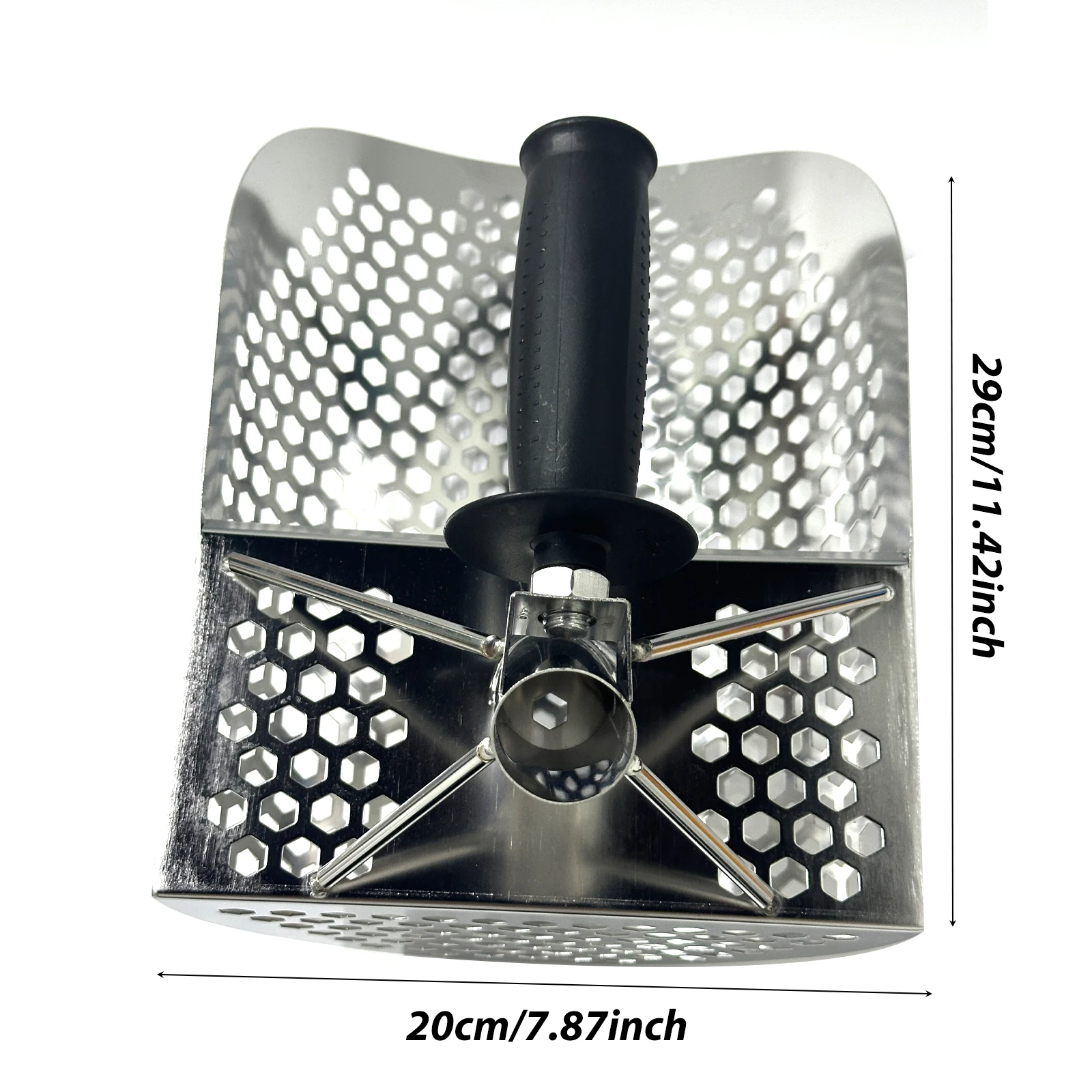 مغرفة رمل الشاطئ من الفولاذ المقاوم للصدأ 304 بمقبض - أداة غربلة سريعة للكشف عن المعادن وصيد الكنز