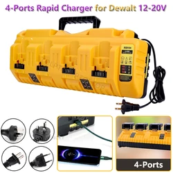 Portable Rapid Charger Replacement for Dewalt 12-20V Max Lithium Battery DCB104 DCB120 DCB127 DCB200 With 4-Ports 3A Current