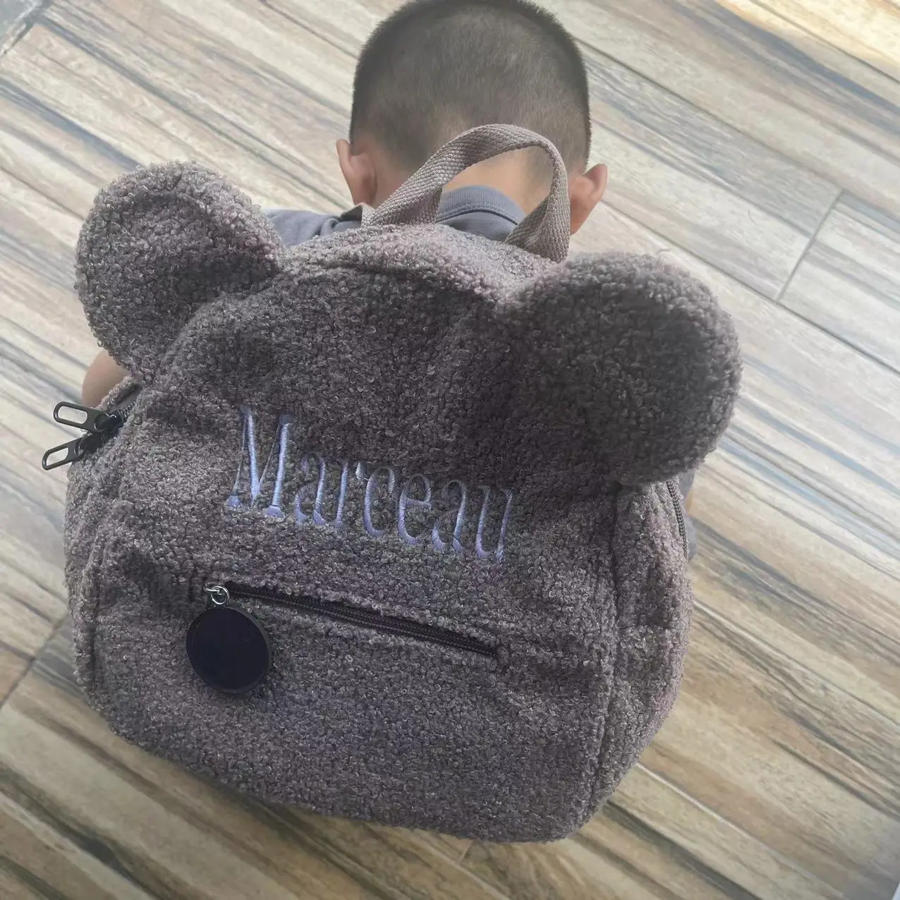 Personalized Cute Bear Plush Backpack Custom Embroidered Name Kid's Autumn Winter Outdoor Shoulder Bag Children's Gift Snack Bag