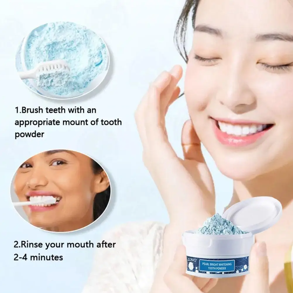 50g Pearl Essence White Tooth Powder Bottle Toothbrush Stain Remove Toothpaste Clean Whitening Refresh Teeth Mint G5D5