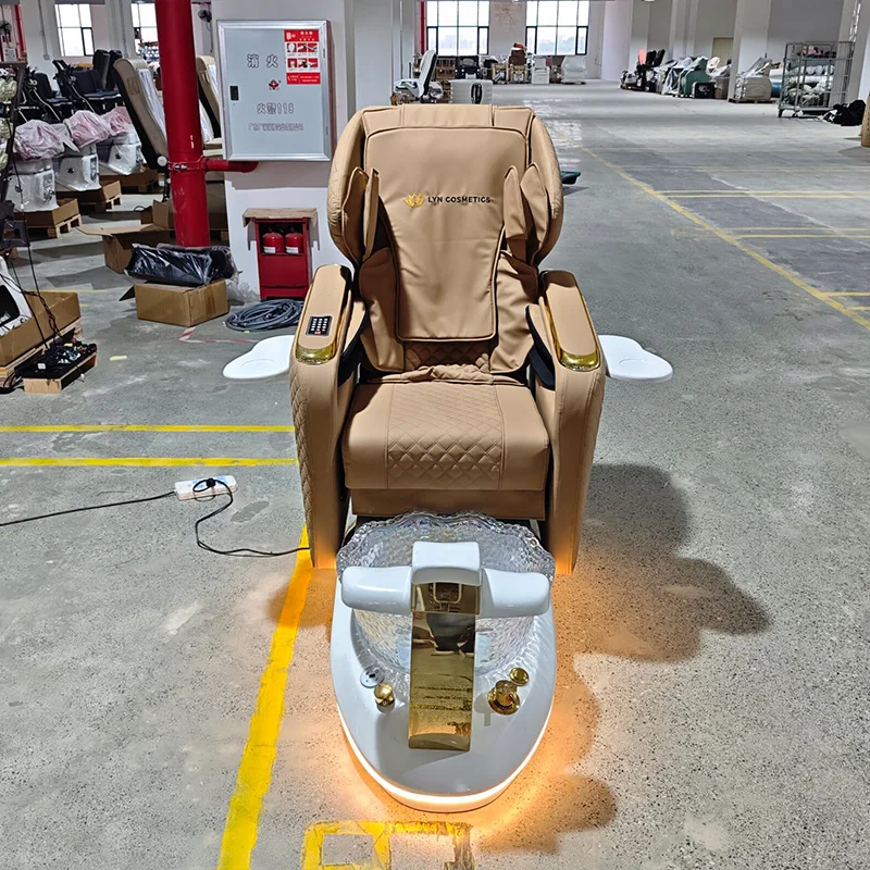 Elektrischer Pediküre-Stuhl mit Massagefunktion, Liegefunktion, Fußbecken, LED-Beleuchtung und Getränkehaltern - Salonmöbel nach Maß im Großhandel – Detail 14