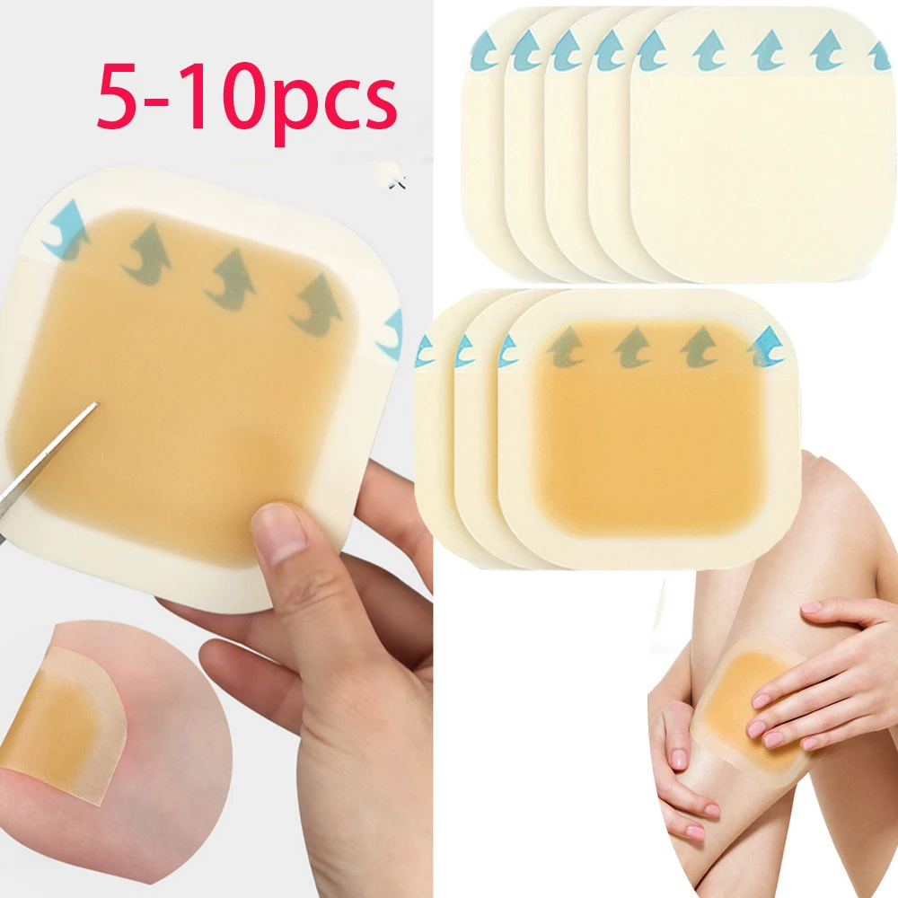 

5-10pcs Hydrocolloid Dressing Wound Dressing Ultra Thin 4"x4" Large Patch Bandages Self-Adhesive pad cover Waterproof