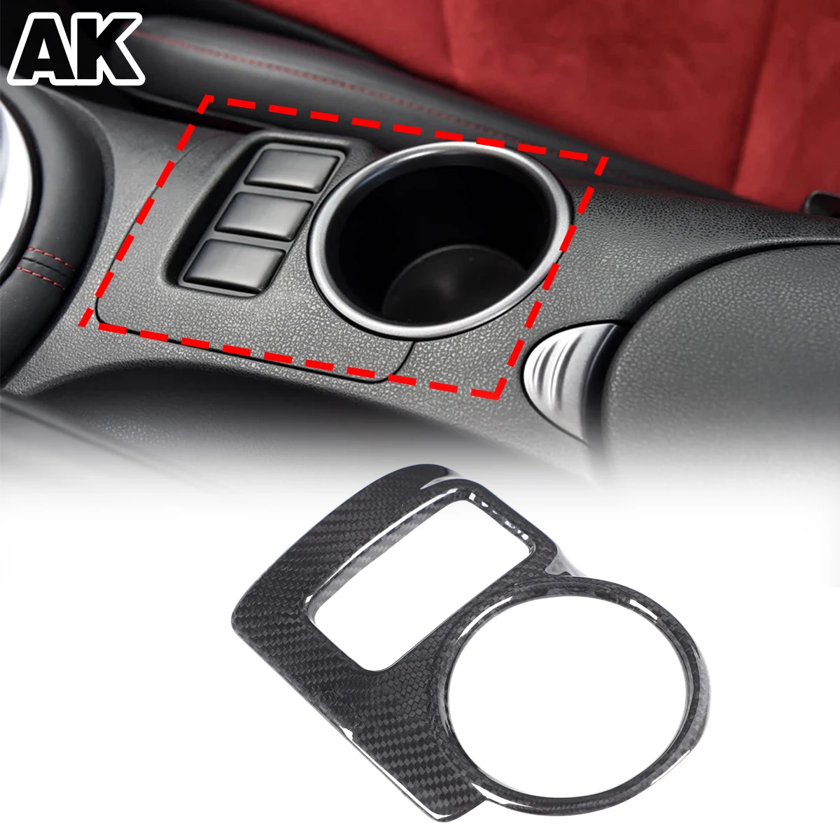 

For Nissan 370Z 2009-2020 Real Carbon Fiber Center Console Cup Holder Frame Car Interior Modifications Accessories