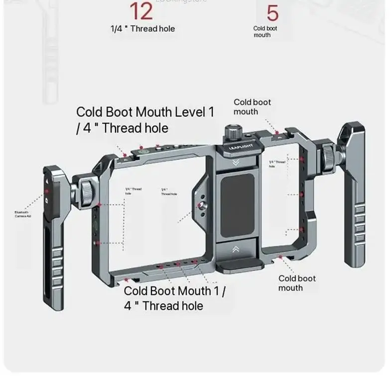 Leaplight metalowy zestaw klatek wideo na telefon z uchwytami zestaw Smartphone Video Rig do smartfona iPhone Android telefon komórkowy — zdjęcie produktu 2