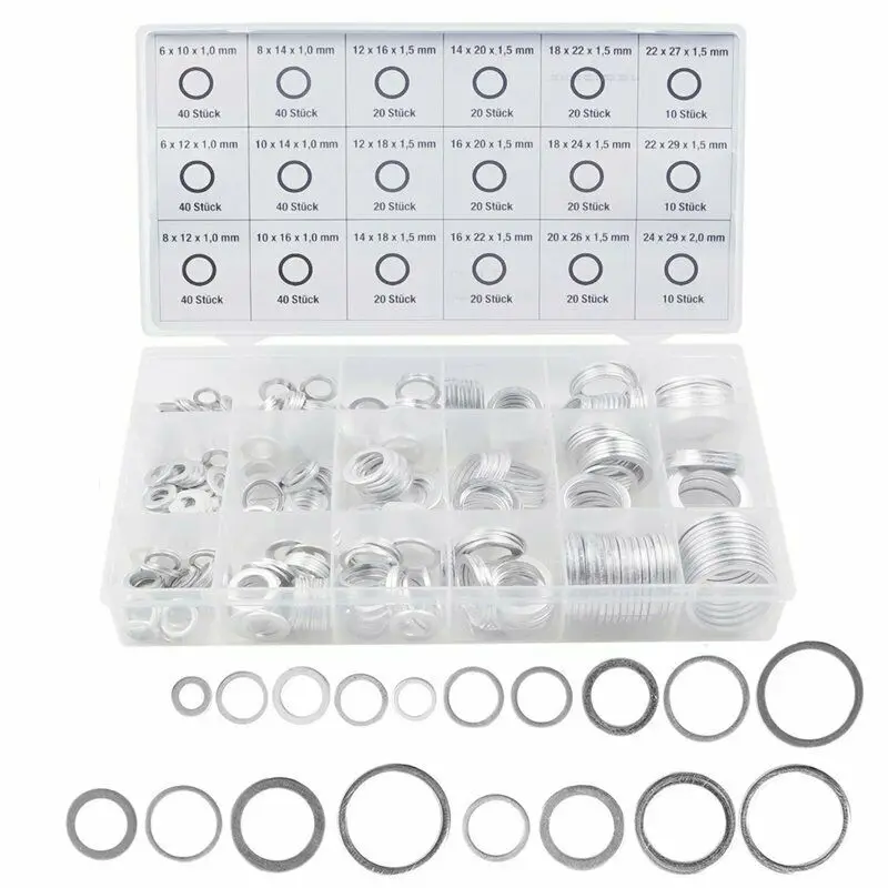 

450pcs Universal O Ring Set Aluminum Washer Seal Assortment O-Ring Sealing Gasket Set For Cars