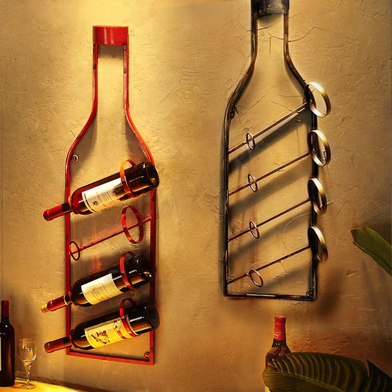 Bar Wall Decoration Quiet Bar Creative Personalized Iron Wine Rack Pendant Shop Background Wall Industrial Style Wall Hanging