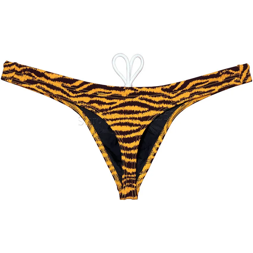 Bikini da uomo Sexy costume da bagno stampato perizoma costume da bagno liscio T-back Mini Beachwear surf perizoma