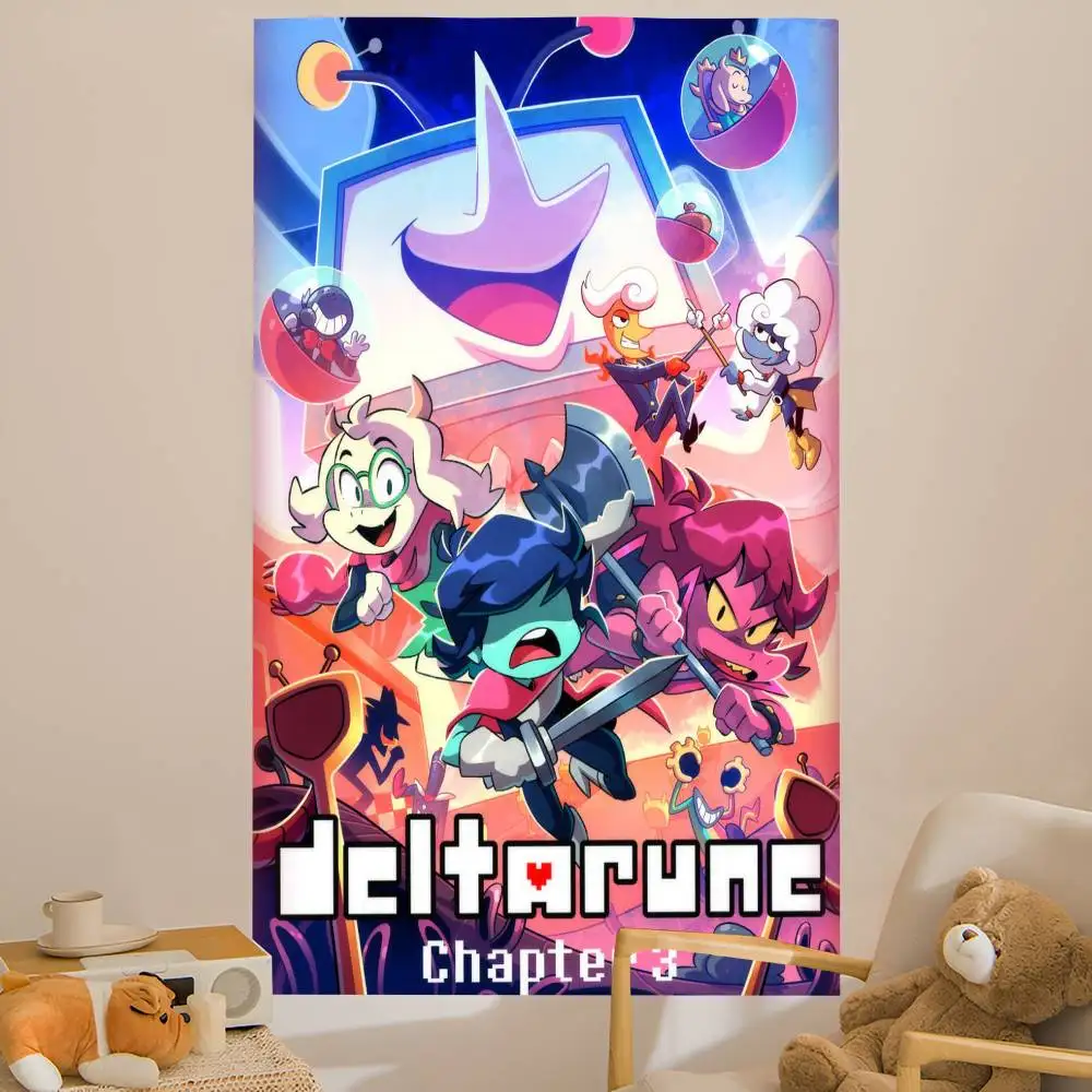 Game Deltarunes Cartoon Tapestry Art Science Fiction Room Home Decor Wall Hanging Sheets