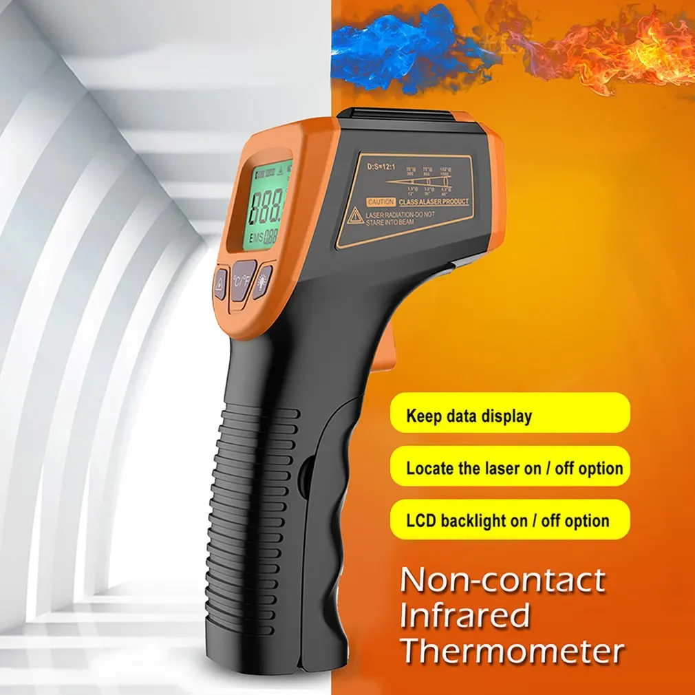 Non-Contact LCD Display Infrared Digital Thermometer Mini Electronic Industrial Thermometer Kitchen Oven Water BBQ Thermometer