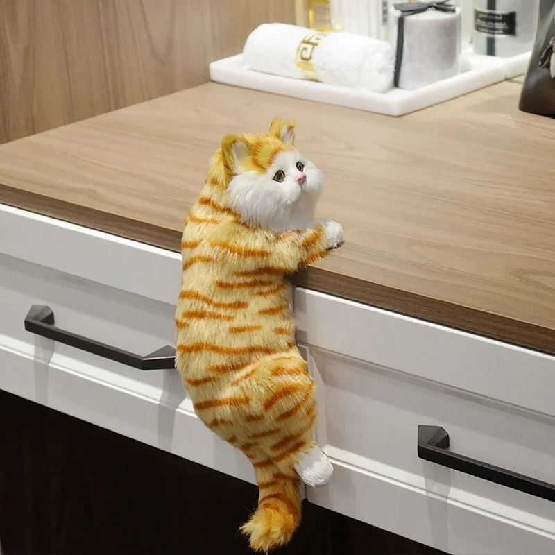 Cute Plush Simulation Cat Ornaments Figurine Home Desk Tv Hanging Toy Decor Car Decoration Stuffed Animals Sculptures