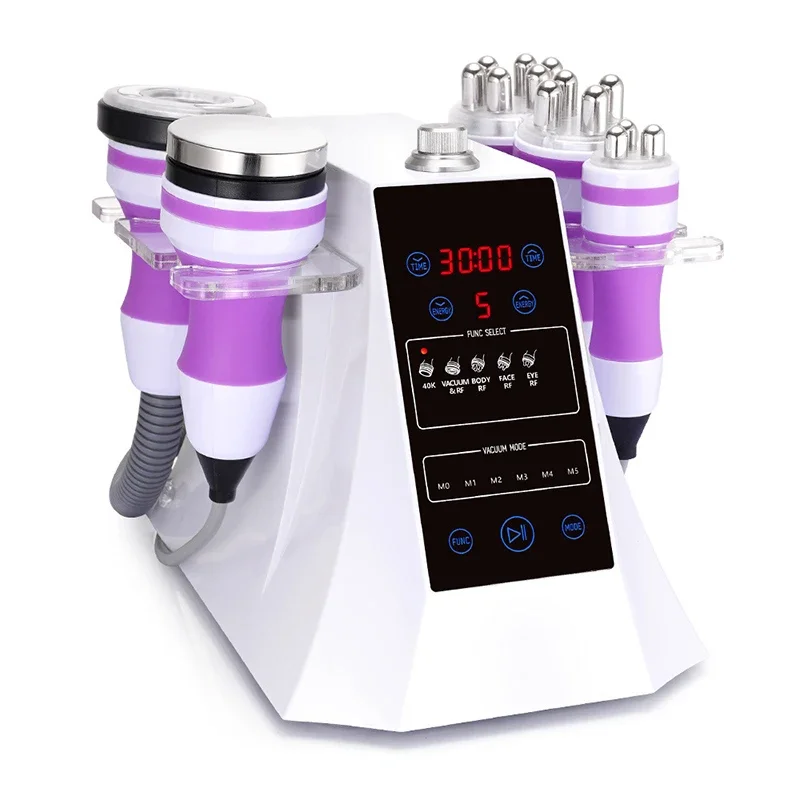 5in1 สามเสา RF กระชับผิวสูญญากาศ 40K Cavitation อัลตราโซนิกเซลลี่สลิมมิ่งสปาเครื่อง 190W