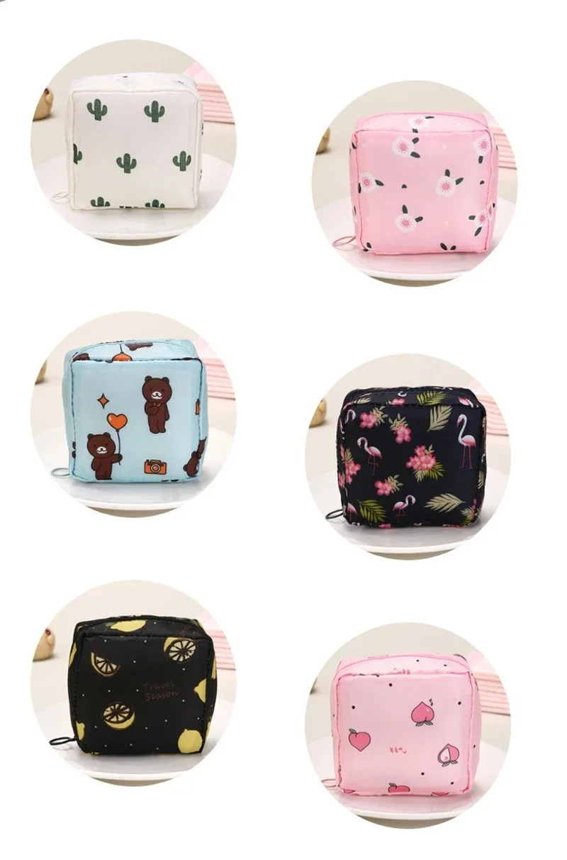 Cartoon-Muster Damen-Hygieneartikel-Tasche, Tragbare Wasserdichte Multifunktionale Organizer-Tasche für Tampons und Binden – Detail 6