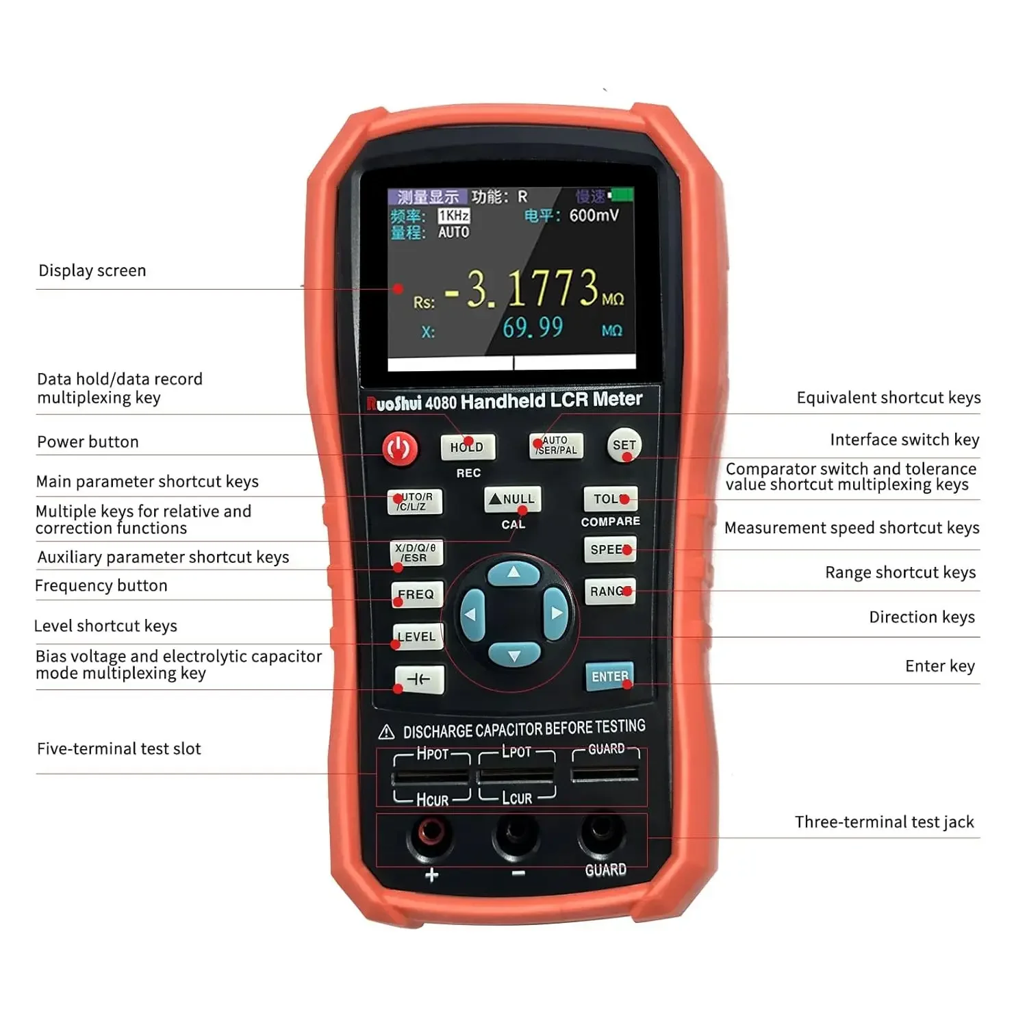 Handheld LCR Meter Accuracy Digital Bridge Capacitance Inductance Resistance Multimeter Tester Calibration USB Super Capacitor