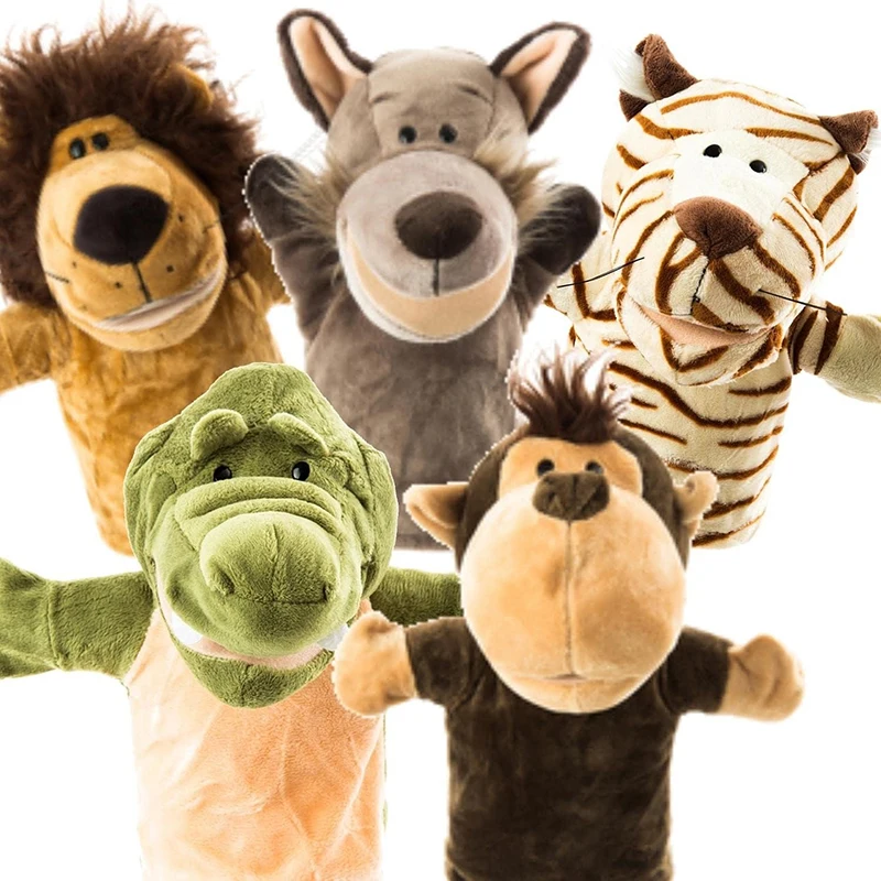 

Stuffed Plush Animal Hand Puppet Finger Muppet Doll Toy Story Telling Educational Figure Decompressing Lion Monkey Gift for Kids