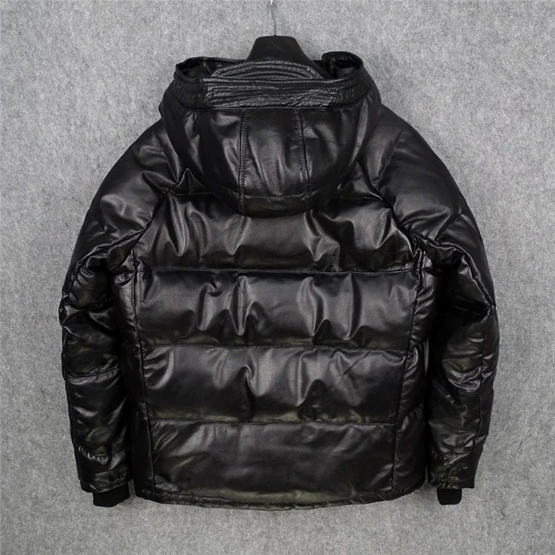 LNY Shop.fashion winter warm cowhide jackets,men's genuine leather coat,thinker leather clothing.quality Brand duck down