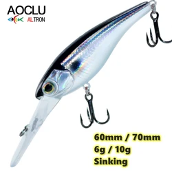AOCLU Suspending Jerkbait Crankbait Minnow 60mm 6g 70mm 10g Shad Hard Bait Deep Diver Depth 2-4m Fishing Lure Long Casting