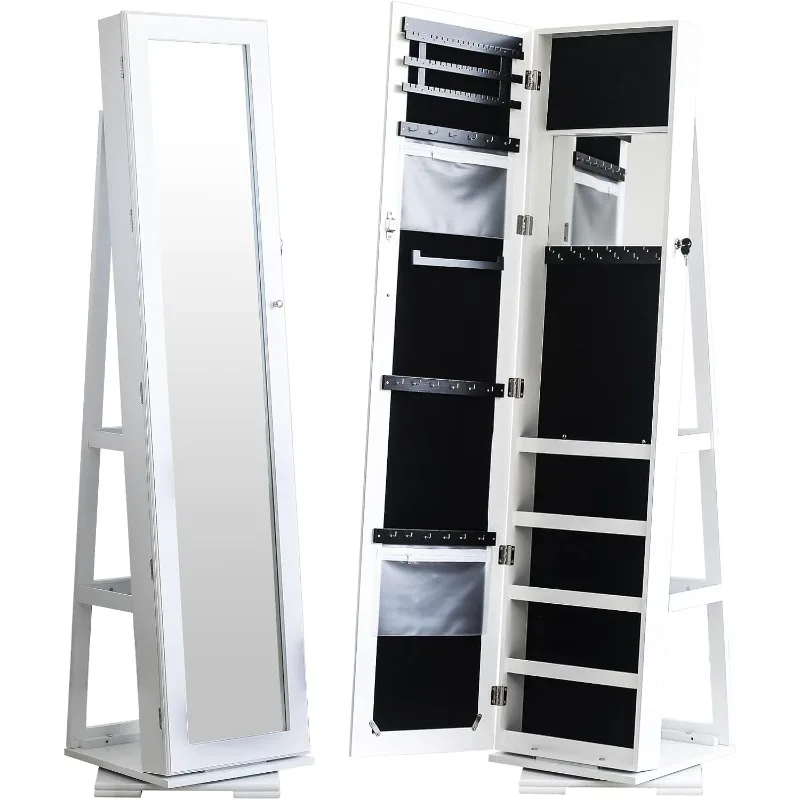 Jóias Armário com 360 Rotation Base, Espelho Autoportante, Cosmetic Storage, 57x0 Polegada