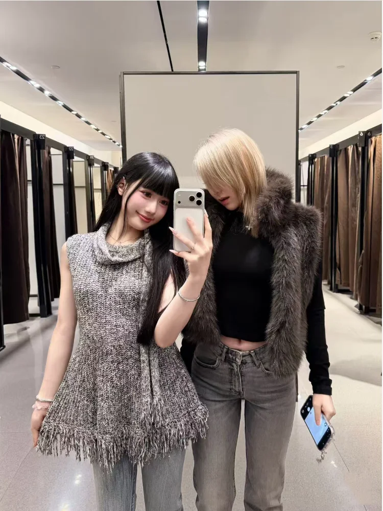 Retro Szalik Dzianinowy Top Damski Faion Lazy Sle Jesień Nowość Poliester Ciepły Długi Casualowy