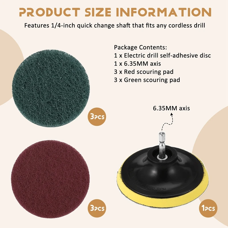 Broca elétrica escova telha purificador almofadas kit de limpeza, ferramenta de limpeza doméstica resistente (broca não incluída)