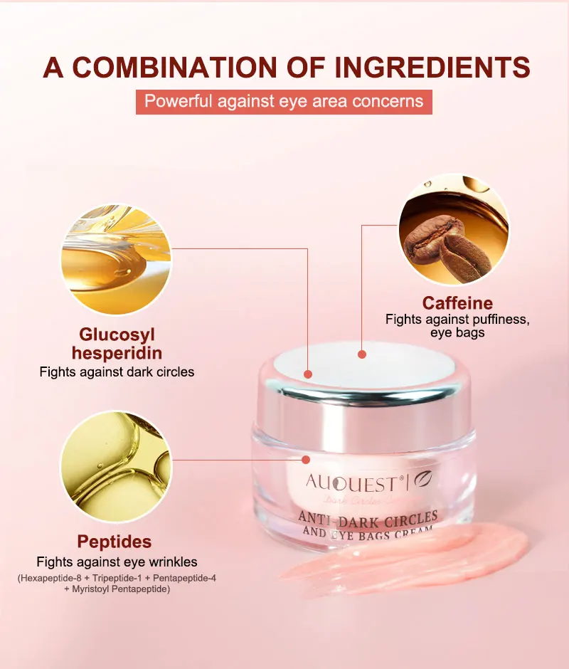AUQUEST Eye Bags Dark Circles Eye Cream Under Eye Skin Care Caffeine Brightening Peptide Firming Eye Care Beauty Cream Products