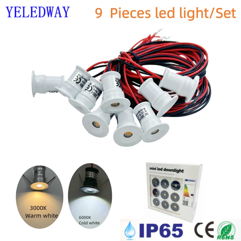 

1W Mini Cabinet Spotlight Recessed Spot Led Light 12V Ceiling Downlight Indoor Stairs Ambient Spots Lamp KTV Party Lighting 220V
