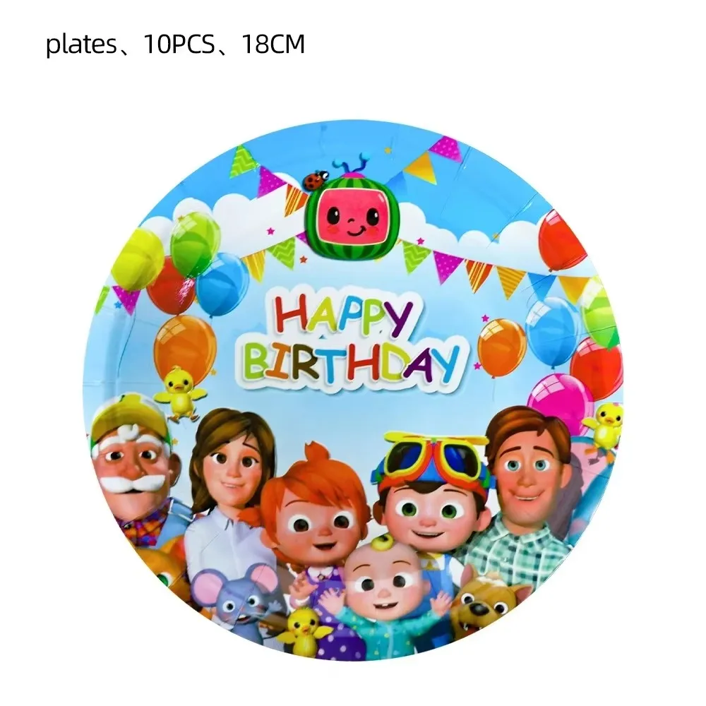 Cartoon-Familie Cocomelon Geburtstagsparty-Dekoration Wassermelone Junge Gastgeschenk Ballon Tortenaufsatz Teller Tischdecke Baby-Shower-Party-Zubehör – Detail 6
