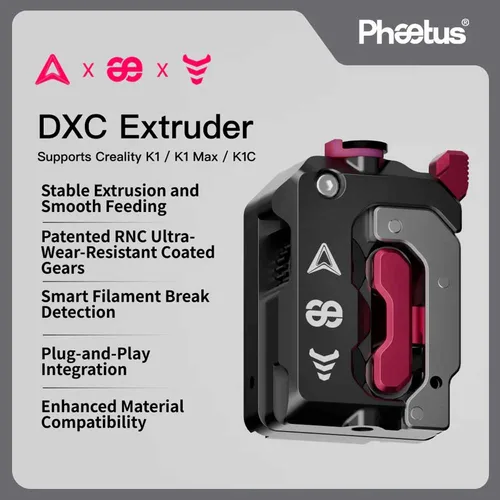 Imagen 1 del producto Extrusora Phaetus DXC sin Kit de mecanismo de extrusión de Motor para CREALITY K1 K1C K1 Max, pieza de impresora 3D, accesorio de actualización