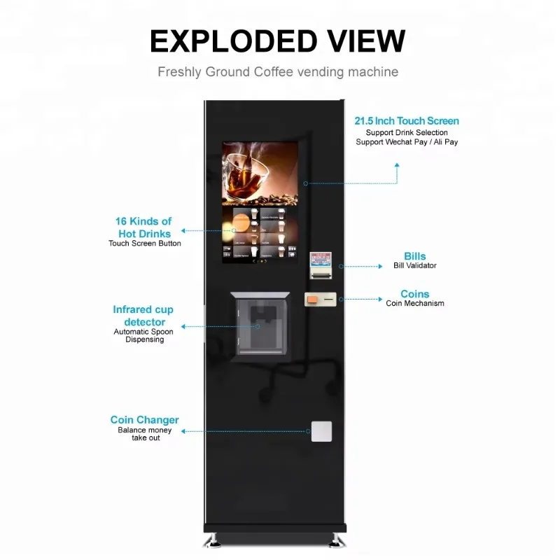 Self Service Automatic Coffee Vending Equipment Commercial Espresso Beverage Maker for Shopping Mall and Business Center