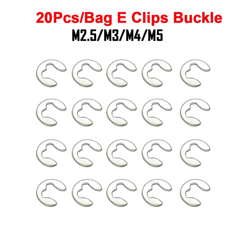 20Pcs/Bag M2.5 M3 M4 M5 E Clips E Buckle For RC 1/10 RC Model Car Spare Parts  Circlip Retaining Rings