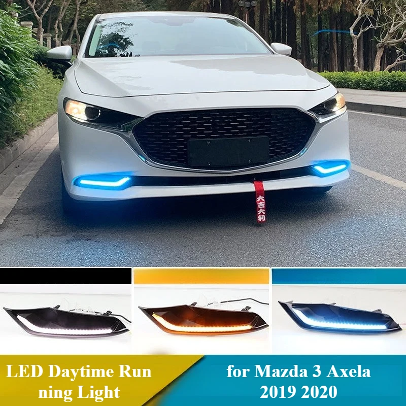 

2Pcs DRL for Mazda 3 Axela 2019 2020 LED Car Driving Daytime Running Light Front Bumper Fog Lamp Dynamic Yellow Turn Signal DRL