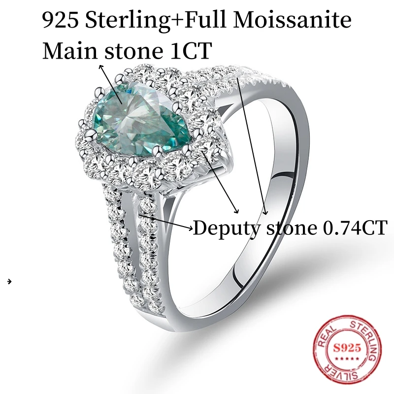 SACE GEMS-D اللون مويسانيتي الدائري للنساء ، مجوهرات الزفاف مع GRA 925 الاسترليني الشظية مطلي ، 18k الذهب الأبيض ، الزفاف الفرقة ، 1ct