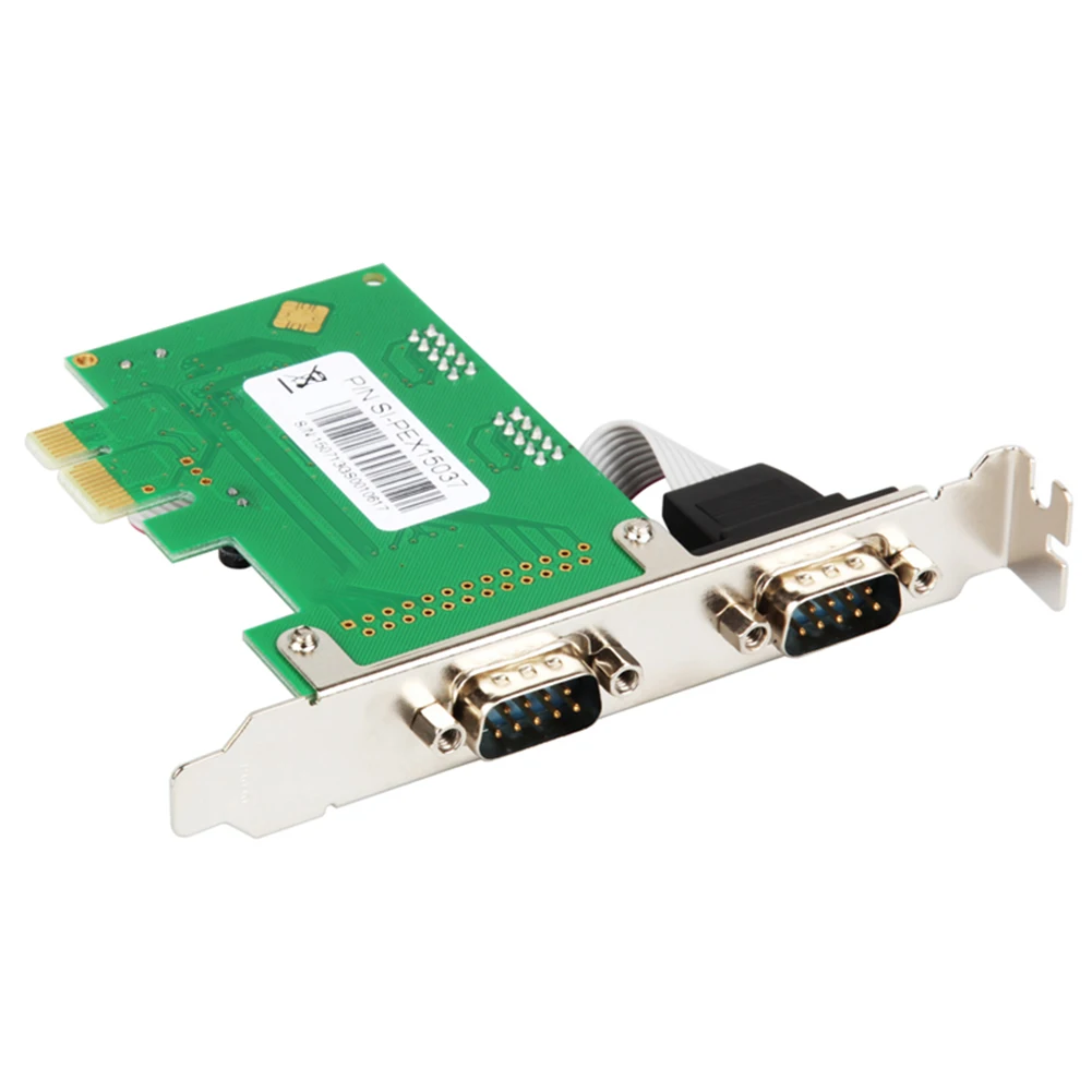 Tarjeta controladora PCI Express 2 puertos serie RS232 Com Db9 Chip PCI-E 1,0 x 1 WCH382 con soporte de perfil bajo