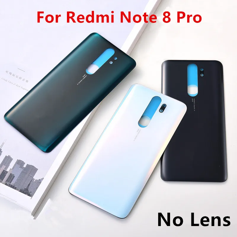 Note8Pro 8Pro Battery Back Cover For Xiaomi Redmi Note 8 Pro Rear Housing Glass Case Replace Repair Spare Parts + Camera Lens
