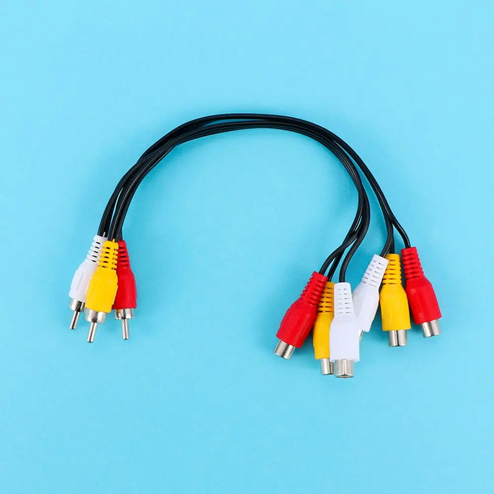 1pcs Durable TV DVD Player Cable Audio 3 RCA Male Plug To 6 RCA Female Plug Splitter 30cm Video Device AV Adapter Cable