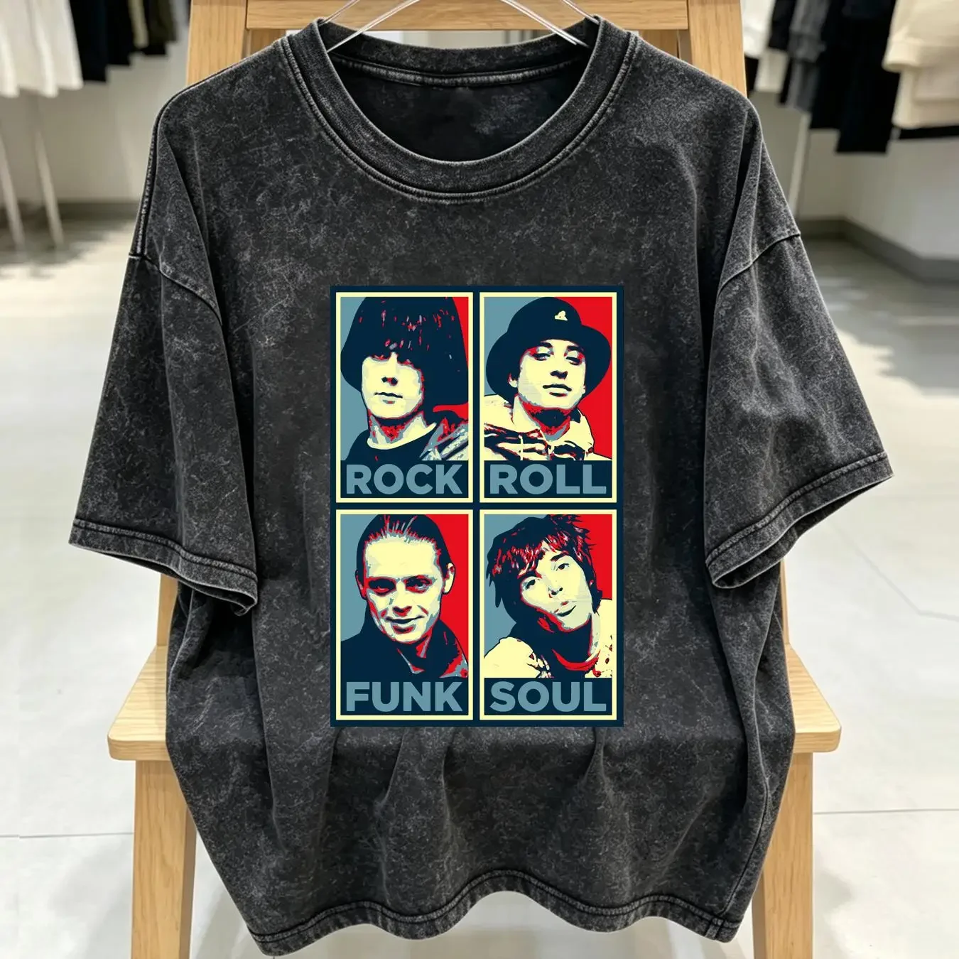 washed T Shirt The Stone Roses Rock Roll Funk Soul White Cotton KT95433 long or short sleeves vintage Washed Stylish Breathable