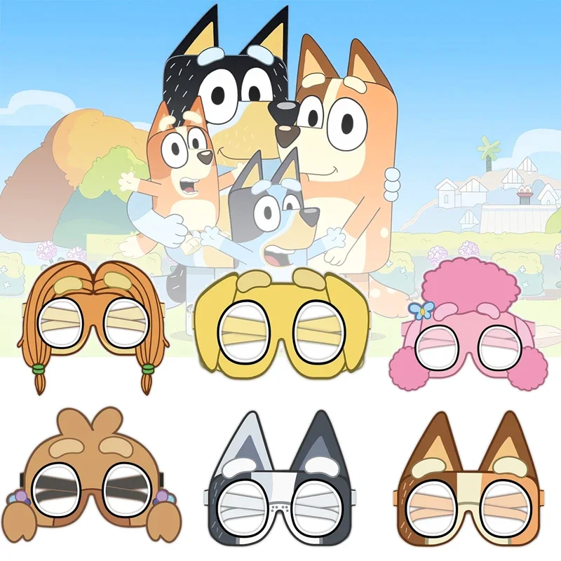 6/12/24 قطعة/المجموعة/المجموعة قناع أزرق البنغو حفلة عيد ميلاد ورقة نظارات قناع صور الدعائم للأطفال حفلة زينة باردة لوازم