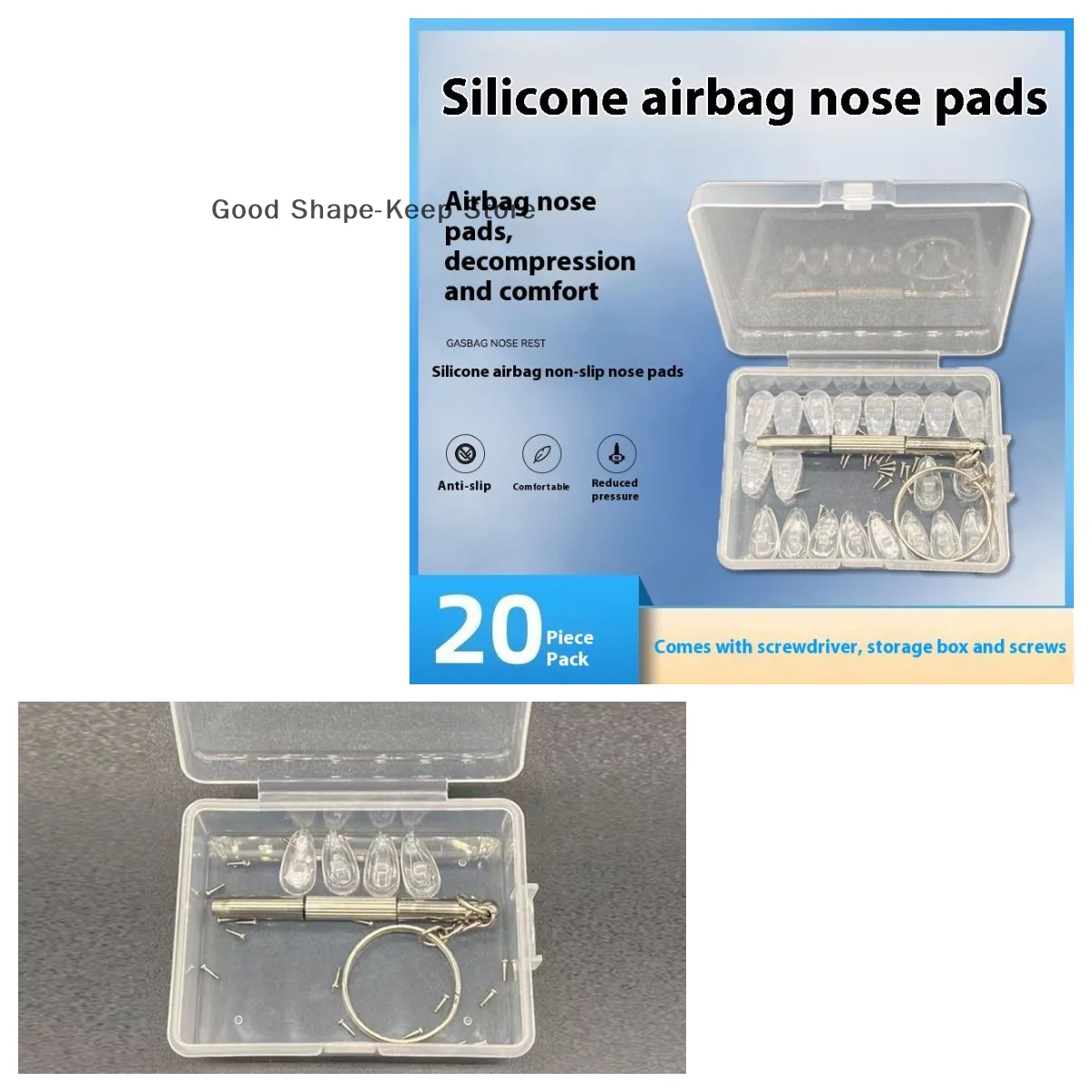 1Set Silikon Airbag Weiche Gläser Nase Pad Nicht-Slip Air Kissen Boles Mit Schrauben Schraubendreher Brillen Zubehör