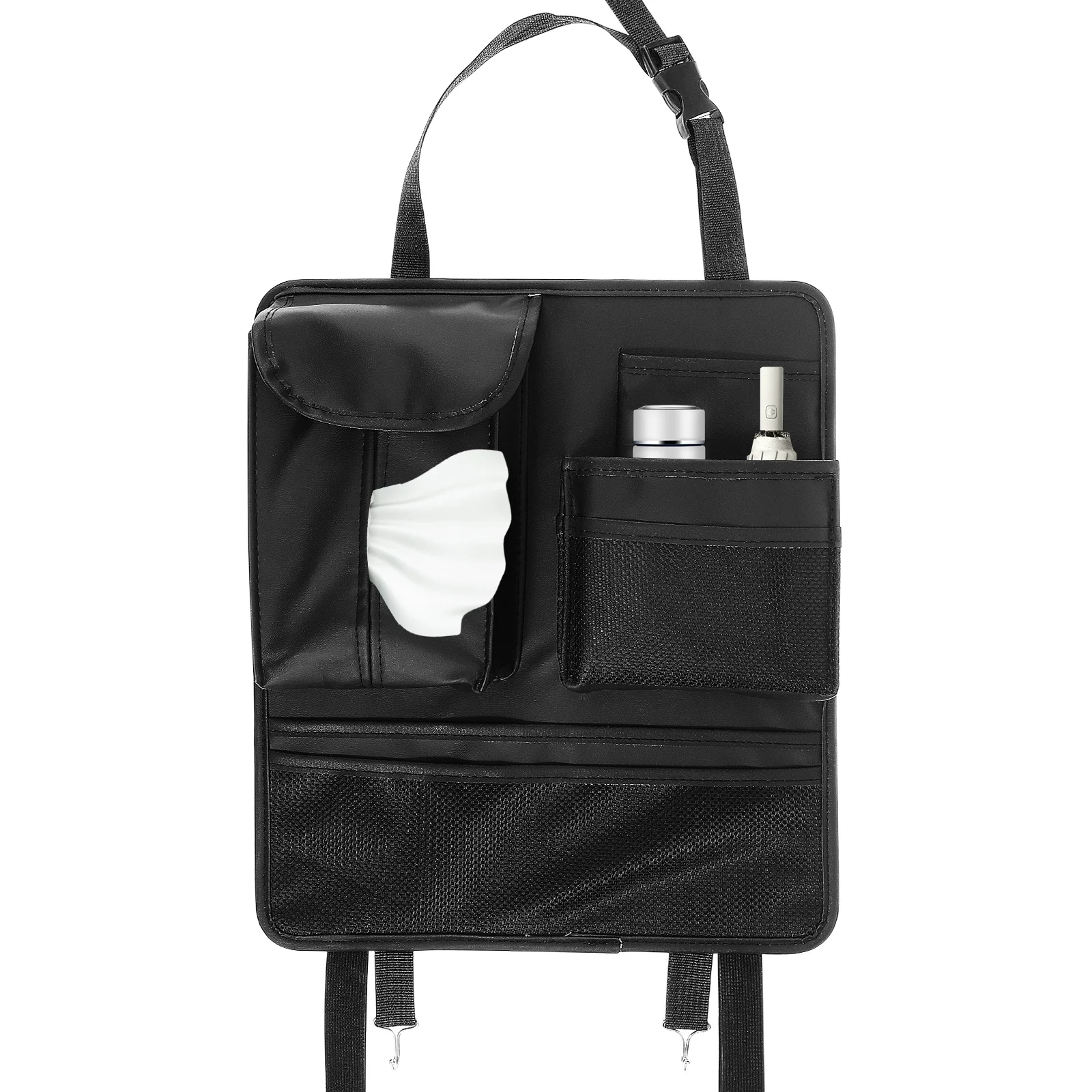 

Car Seat Storage Bag 39x34cm Large Capacity Backseat ganizer PU Material Easy Installation Car ganization Behind Seat Storage
