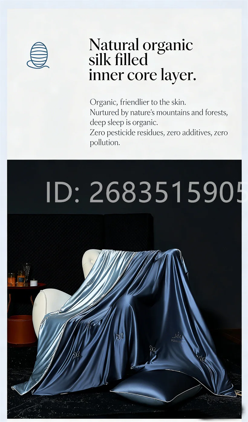 Grade A Mulberry Silk Blanket, 100% Pure Silk Filling and Shell Throw Blankets, Lightweight Soft Silk Comforter/Duvet/Quilt