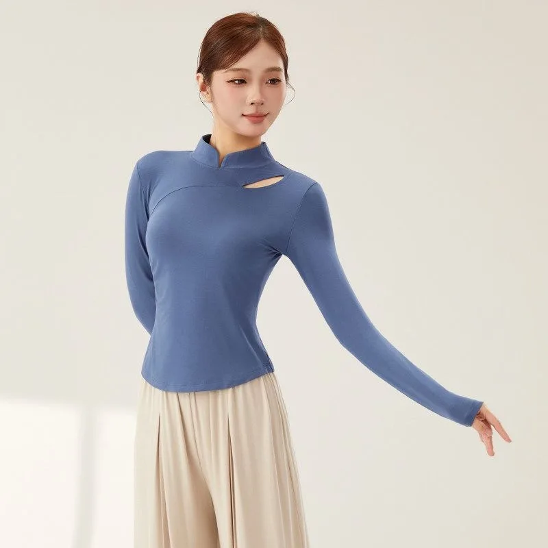 

Women Long Sleeve Dance Top and Wide Leg Pants Set Classical Modern Dance Practice Outfit