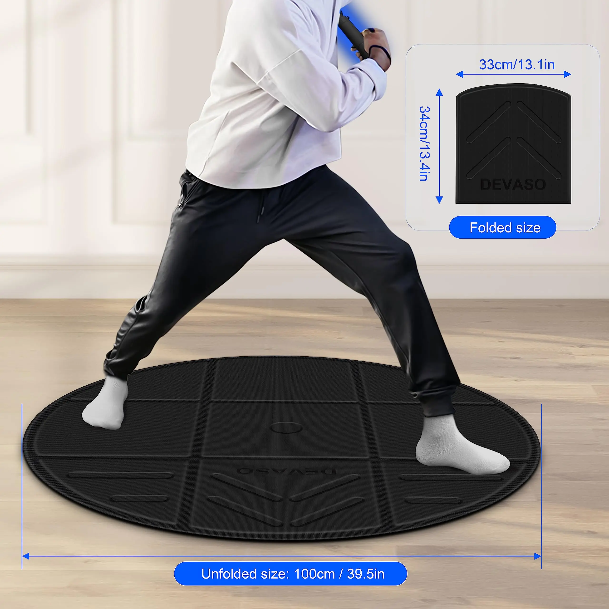 Faltbare VR-Matte für Meta Quest 3S/Quest 3, runde Anti-Ermüdungs-große Matte, rutschfeste und bequeme Bodenmatte, Spielzubehör – Detail 4