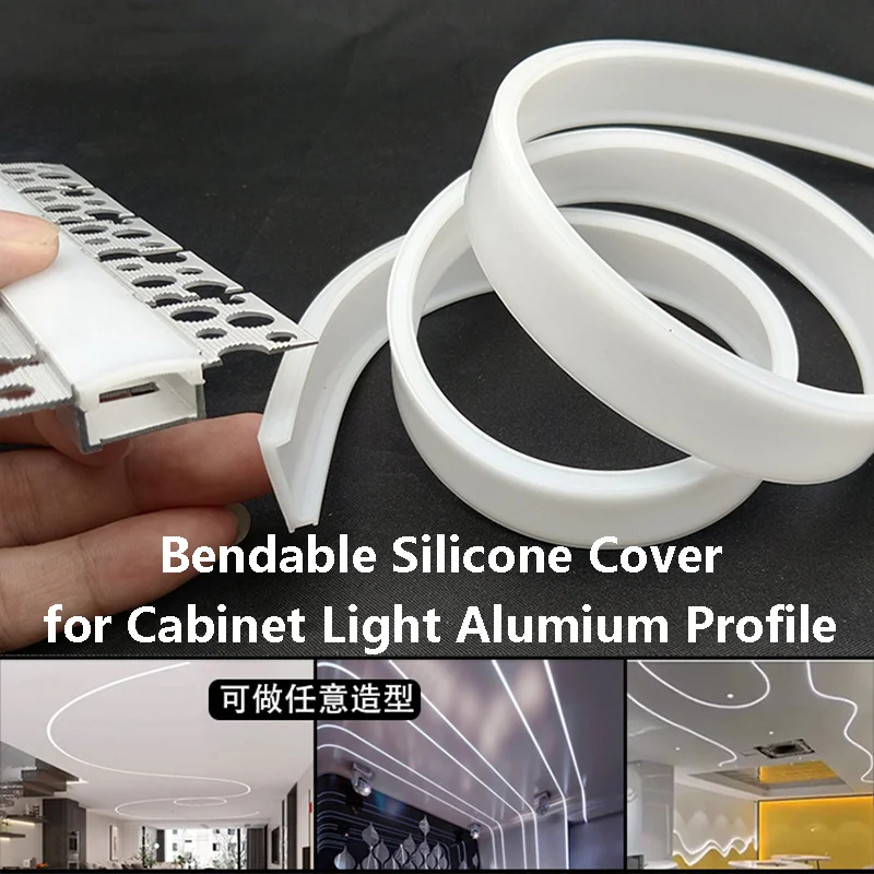 

Bendable Silicone Lampshade for Cabinet Light Alumium Profile Channel Replaceable Milky White Silica Gel Cover Accessories 1-10M