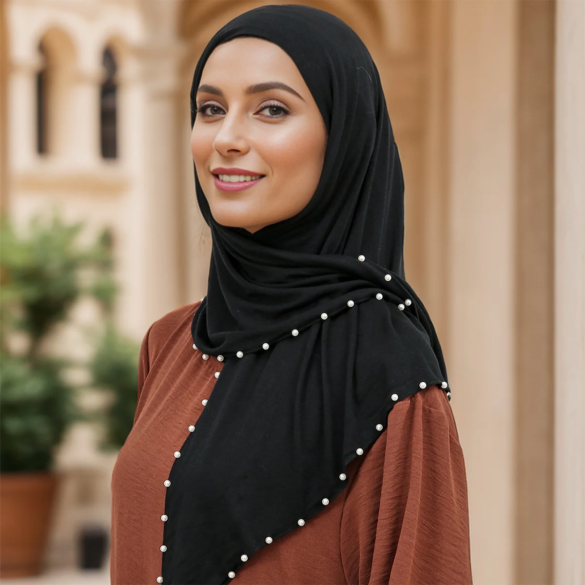 Модный женский эластичный шарф с бисером