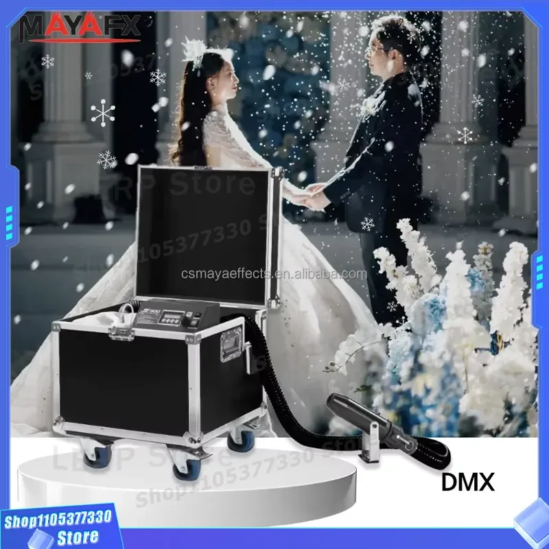 3000W Mobile Head Snow Machine Outdoor Artificial Snow Maker for Christmas Wedding Party Special Effects Top Flash Star