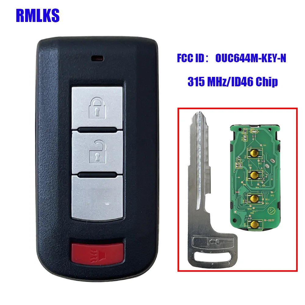Remote Key Fob 315/433MHZ ID46 PCF7952 Chip For Mitsubishi Lancer Outlander Smart Remote Key Keyless 3/4 Buttons Remote Control